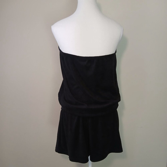 Juicy Couture Vintage Y2K Terrycloth Drop Waist Romper Shorts Black Size Large - Picture 4 of 6